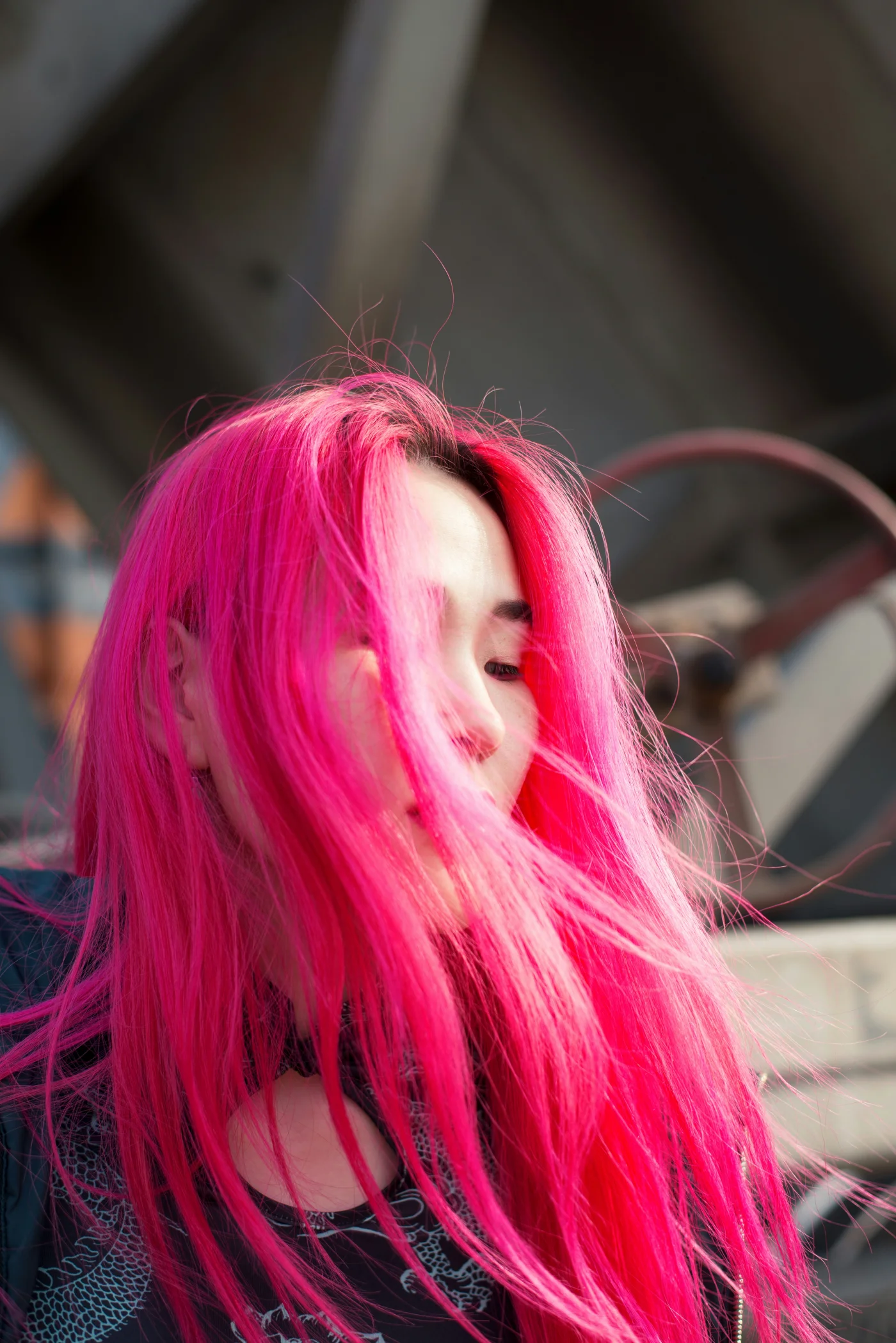 Vivid pink hair colour — client result at Louise Top Hair, Manchester